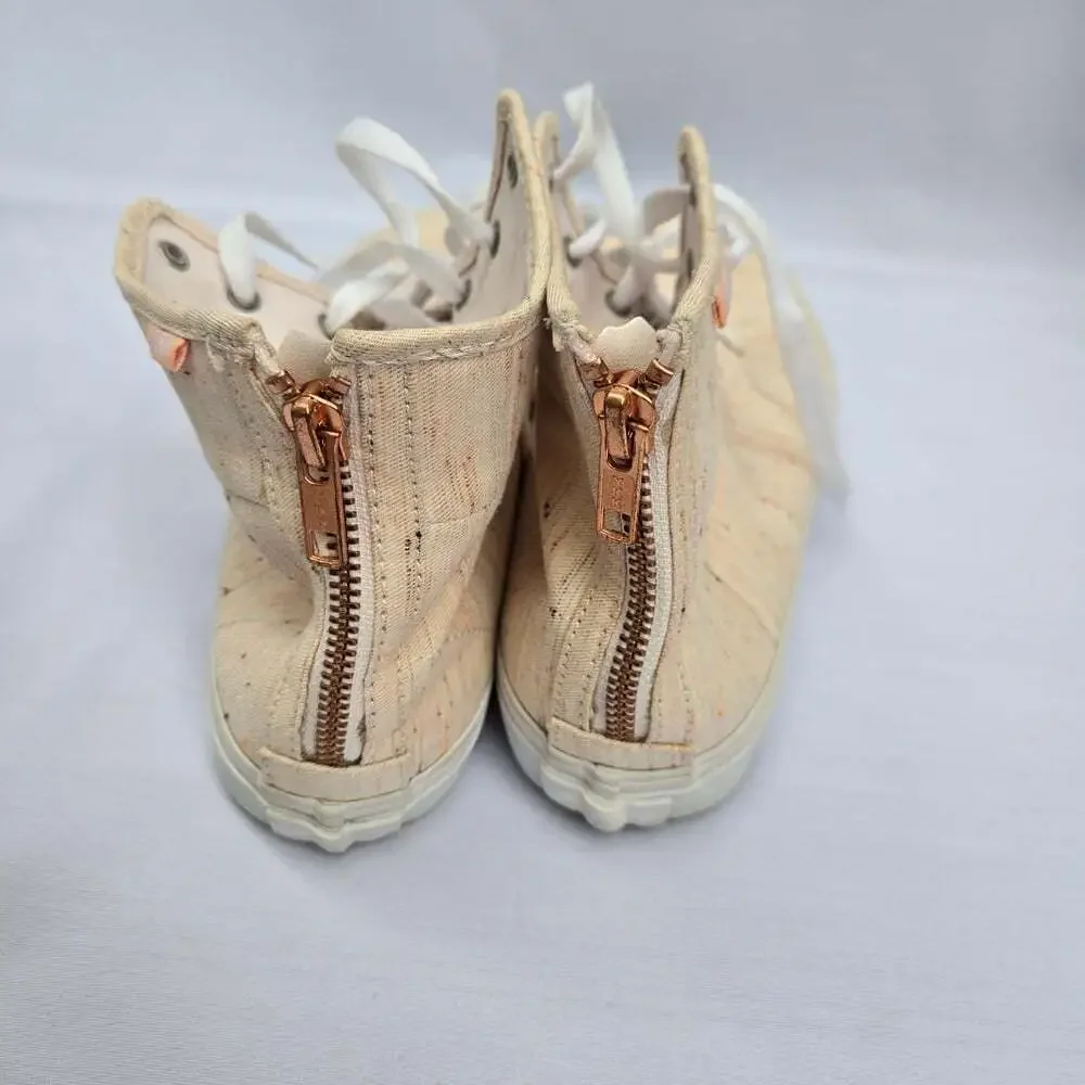 Womens Vans Beige High-Top Zip Skate Shoe Sneakers Size 6